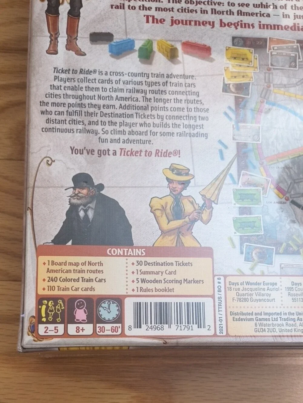 Ticket to Ride Board Game By Days Of Wonder Ages 8+ NWT